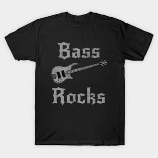 Bass Rocks, Bassist Goth Heavy Rock Metal Musician T-Shirt